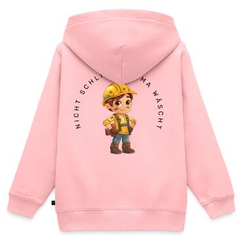 Nicht schlimm, Mama wäscht (Bauarbeiter) - Kinder Premium Organic Zip Hoodie - Rosa - Hinten - AI Model Kid Female (0cm)