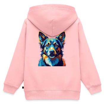 Alano Español Race de chien Coloré Dessin animé Kawaii - Sweat Premium à capuche zippé enfant bio - rose - Dos - AI Model Kid Female (0cm)
