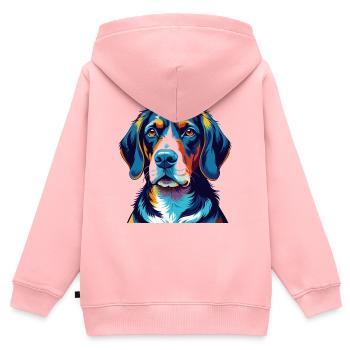 Serbische dreifarbige Hunderasse Karikatur Kawaii - Kinder Premium Organic Zip Hoodie - Rosa - Hinten - AI Model Kid Female (0cm)