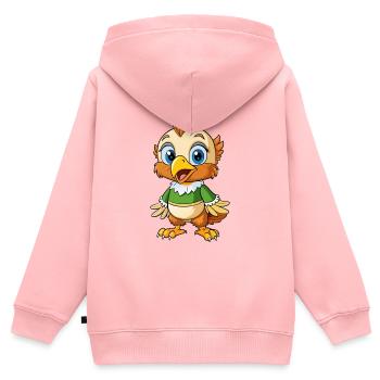 Bussard Niedliche Zeichentrickfigur Kawaii Clipart - Kinder Premium Organic Zip Hoodie - Rosa - Hinten - AI Model Kid Female (0cm)