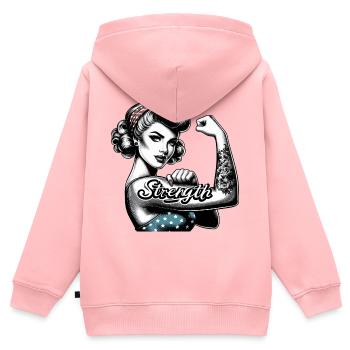 Stärke starke Frau Rockabilly Geschenk - Kinder Premium Organic Zip Hoodie - Rosa - Hinten - AI Model Kid Female (0cm)