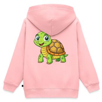 Schildkröte Niedliche Zeichentrickfigur Kawaii Clipart - Kinder Premium Organic Zip Hoodie - Rosa - Hinten - AI Model Kid Female (0cm)