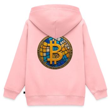 Bitcoin Mosaik - Kinder Premium Organic Zip Hoodie - Rosa - Hinten - AI Model Kid Female (0cm)