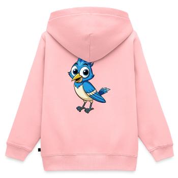 Jay Bird Niedliche Zeichentrickfigur Kawaii Clipart - Kinder Premium Organic Zip Hoodie - Rosa - Hinten - AI Model Kid Female (0cm)