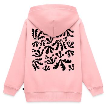 Abstrait Corail L Noir L Texture Grunge Subtile - Sweat Premium à capuche zippé enfant bio - rose - Dos - AI Model Kid Female (0cm)