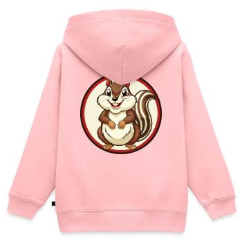Chipmunk Coloré Kawaii Dessin Animé Personnage Clipart - Sweat Premium à capuche zippé enfant bio - rose - Dos - AI Model Kid Female (0cm)