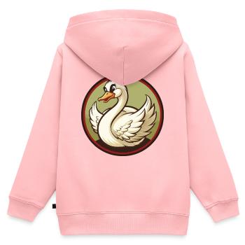 cygne coloré kawaii dessin animé personnage clipart animal de compagnie - Sweat Premium à capuche zippé enfant bio - rose - Dos - AI Model Kid Female (0cm)