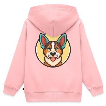 Russischer Harlekin Hund Hunderasse Karikatur Kawaii - Kinder Premium Organic Zip Hoodie - Rosa - Hinten - AI Model Kid Female (0cm)