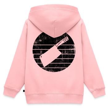 Hackbeil Skizze - Kinder Premium Organic Zip Hoodie - Rosa - Hinten - AI Model Kid Female (0cm)