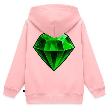 Précieuse pierre précieuse émeraude verte - Sweat Premium à capuche zippé enfant bio - rose - Dos - AI Model Kid Female (0cm)