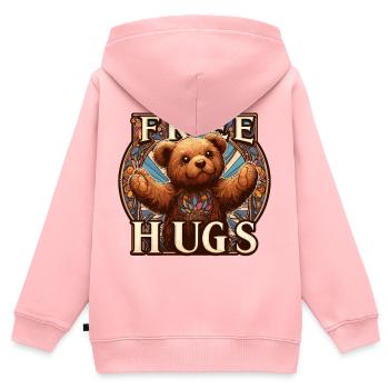 Cadeau de câlins gratuits en peluche - Sweat Premium à capuche zippé enfant bio - rose - Dos - AI Model Kid Female (0cm)