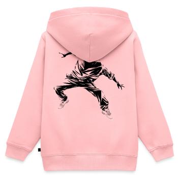 B Boy Grafik - Kinder Premium Organic Zip Hoodie - Rosa - Hinten - AI Model Kid Female (0cm)