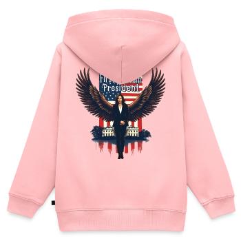 FIRST MADAM PRESIDENT, KAMALA HARRIS - Kids Premium Organic Zip-up Hoodie - rose - Back - AI Model Kid Female (0cm)