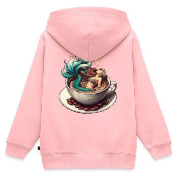 Sirène Sirène Bain dans le Café Cadeau - Sweat Premium à capuche zippé enfant bio - rose - Dos - AI Model Kid Female (0cm)
