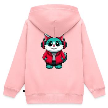Brume australienne Chat Race Dessin animé Kawaii Animal - Sweat Premium à capuche zippé enfant bio - rose - Dos - AI Model Kid Female (0cm)