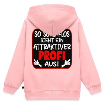 SCHLAFLOSER PROFI BERUFE - Kinder Premium Organic Zip Hoodie - Rosa - Hinten - AI Model Kid Female (0cm)