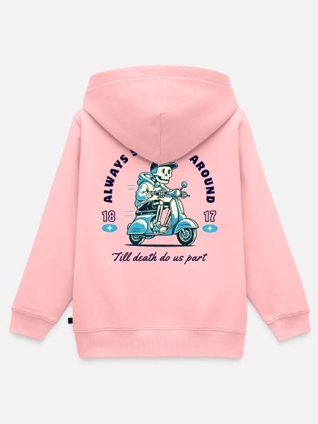Skelett auf Scooter Design - Premium børne zip-hættetrøje økologisk - rosa