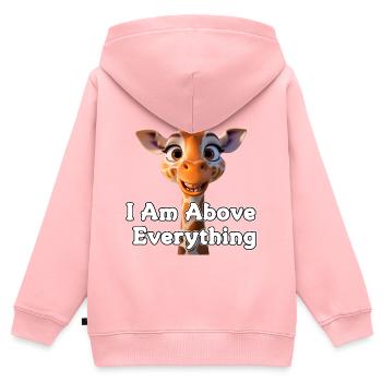Girafe avec message de motivation - Sweat Premium à capuche zippé enfant bio - rose - Dos - AI Model Kid Female (0cm)
