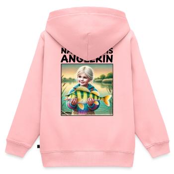 Jeune pêcheur - Sweat Premium à capuche zippé enfant bio - rose - Dos - AI Model Kid Female (0cm)