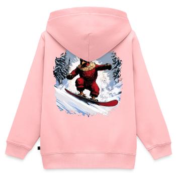 Huhn Snowboard - Kinder Premium Organic Zip Hoodie - Rosa - Hinten - AI Model Kid Female (0cm)
