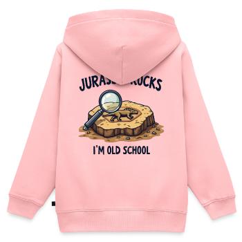 I’m Old School - Kinder Premium Organic Zip Hoodie - Rosa - Hinten - AI Model Kid Female (0cm)