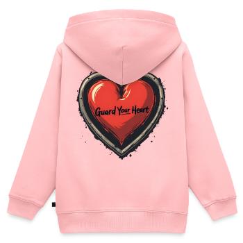 Guard Your Heart - Kinder Premium Organic Zip Hoodie - Rosa - Hinten - AI Model Kid Female (0cm)