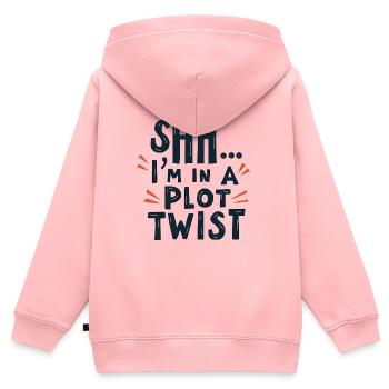 Shhh... I'm in a Plot Twist - Kinder Premium Organic Zip Hoodie - Rosa - Hinten - AI Model Kid Female (0cm)