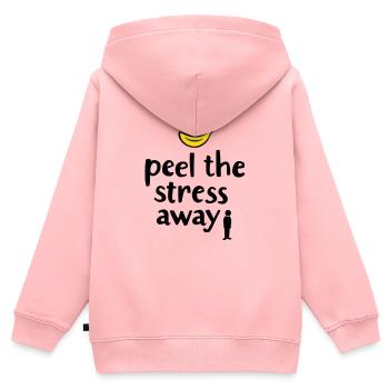 Éliminez le stress - Sweat Premium à capuche zippé enfant bio - rose - Dos - AI Model Kid Female (0cm)