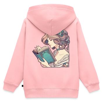 Book Books Reading Mrs. Art Nouveau Gift - Kids Premium Organic Zip-up Hoodie - rose - Back - AI Model Kid Female (0cm)