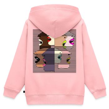 AUFSCHREI FRAUEN STIMMEN DEMOKRATIE - Kinder Premium Organic Zip Hoodie - Rosa - Hinten - AI Model Kid Female (0cm)