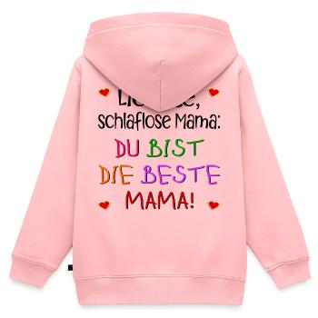 KINDERSPRÜCHE MUTTERTAG MAMA SCHLAFEN - Kinder Premium Organic Zip Hoodie - Rosa - Hinten - AI Model Kid Female (0cm)