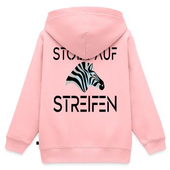 ZEBRA - STOLZ AUF STREIFEN - Kinder Premium Organic Zip Hoodie - Rosa - Hinten - AI Model Kid Female (0cm)