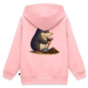 Fleissiger Maulwurf mit Schaufel - Kinder Premium Organic Zip Hoodie - Rosa - Hinten - AI Model Kid Female (0cm)