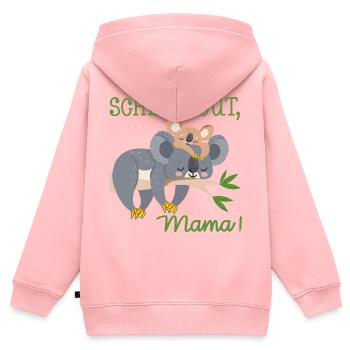 SCHLAFLOSE MAMA MUTTERTAG BABY KOALA - Kinder Premium Organic Zip Hoodie - Rosa - Hinten - AI Model Kid Female (0cm)