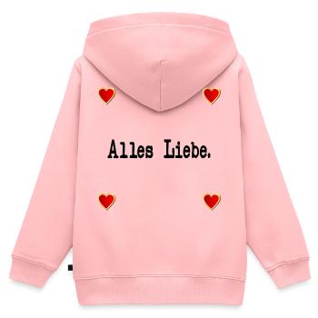 ABSCHIED GLÜCKWÜNSCHE ALLES LIEBE - Kinder Premium Organic Zip Hoodie - Rosa - Hinten - AI Model Kid Female (0cm)