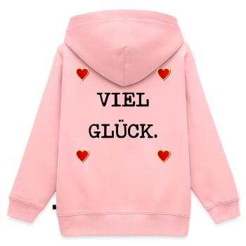 HERZ GLÜCKWÜNSCHE VIEL GLÜCK - Kinder Premium Organic Zip Hoodie - Rosa - Hinten - AI Model Kid Female (0cm)