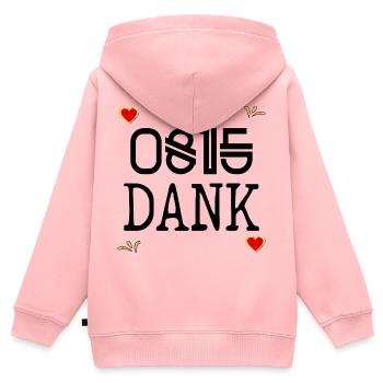 DANKE SAGEN DANKBARKEIT LUSTIG 0815 DANK - Kinder Premium Organic Zip Hoodie - Rosa - Hinten - AI Model Kid Female (0cm)