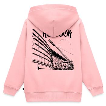 Vue sur le stade de Rostock - Sweat Premium à capuche zippé enfant bio - rose - Dos - AI Model Kid Female (0cm)