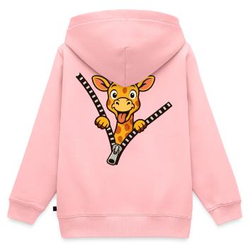 Freche Giraffe - Kinder Premium Organic Zip Hoodie - Rosa - Hinten - AI Model Kid Female (0cm)