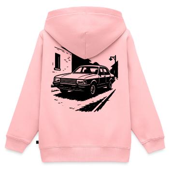 Road Cruiser de luxe - Sweat Premium à capuche zippé enfant bio - rose - Dos - AI Model Kid Female (0cm)