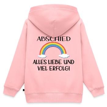 ABSCHIED VIEL ERFOLG - REGENBOGEN - Kinder Premium Organic Zip Hoodie - Rosa - Hinten - AI Model Kid Female (0cm)