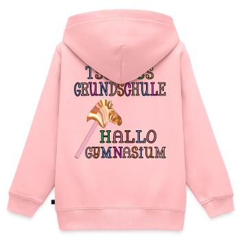 SCHULWECHSEL GYMNASIUM HOBBY HORSING - Kinder Premium Organic Zip Hoodie - Rosa - Hinten - AI Model Kid Female (0cm)