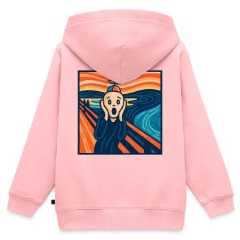Le Cri (presque) serein - Sweat Premium à capuche zippé enfant bio - rose - Dos - AI Model Kid Female (0cm)