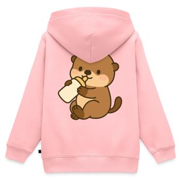 Seeotter-Schlürfspaß - Kinder Premium Organic Zip Hoodie - Rosa - Hinten - AI Model Kid Female (0cm)