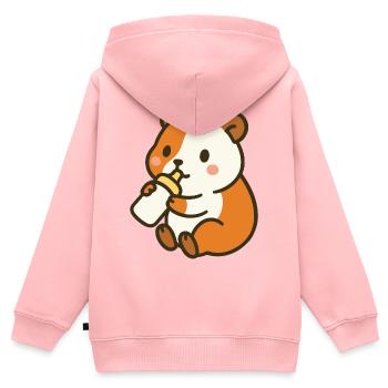 Flacon Bonheur Cochon d’Inde - Sweat Premium à capuche zippé enfant bio - rose - Dos - AI Model Kid Female (0cm)