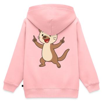 Martre dansante naine - Sweat Premium à capuche zippé enfant bio - rose - Dos - AI Model Kid Female (0cm)