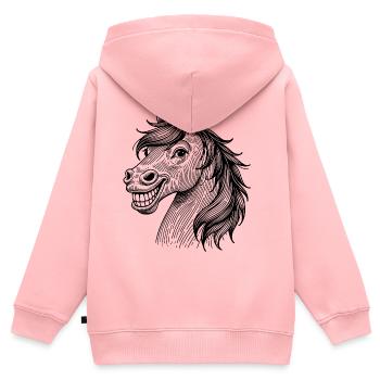 Cheval élégant – silhouette pour les amateurs d’équitation - Sweat Premium à capuche zippé enfant bio - rose - Dos - AI Model Kid Female (0cm)