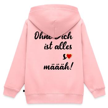 LIEBE SPRÜCHE - TRENNUNG HERZ - Kinder Premium Organic Zip Hoodie - Rosa - Hinten - AI Model Kid Female (0cm)