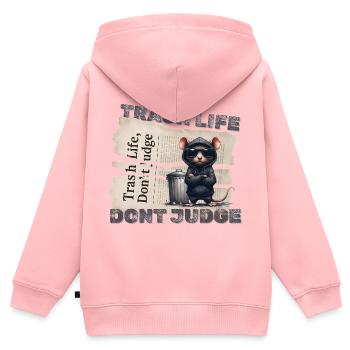 Trash rat with sunglasses and trash motif - Kids Premium Organic Zip-up Hoodie - rose - Back - AI Model Kid Female (0cm)
