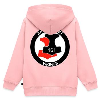 Antifa Vikings - Sweat Premium à capuche zippé enfant bio - rose - Dos - AI Model Kid Female (0cm)
